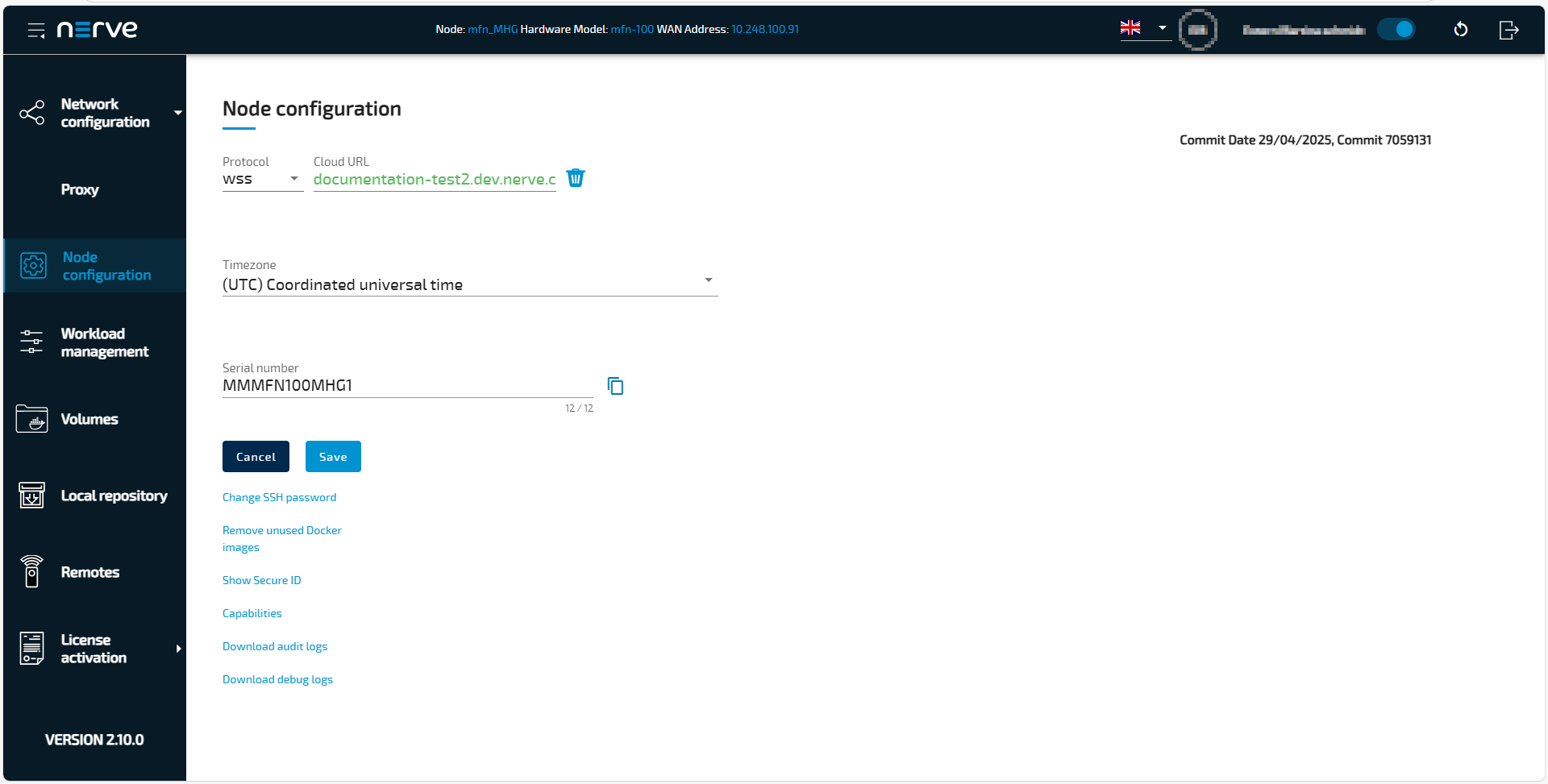 Node configuration