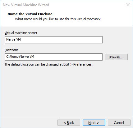 Name and location for VM