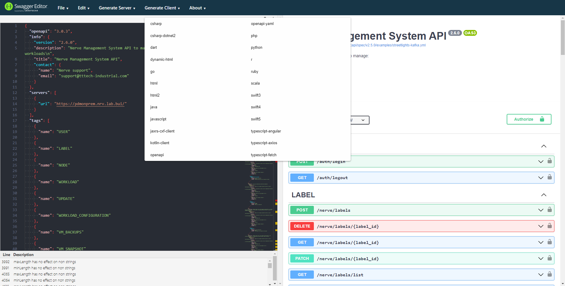 Generate client language