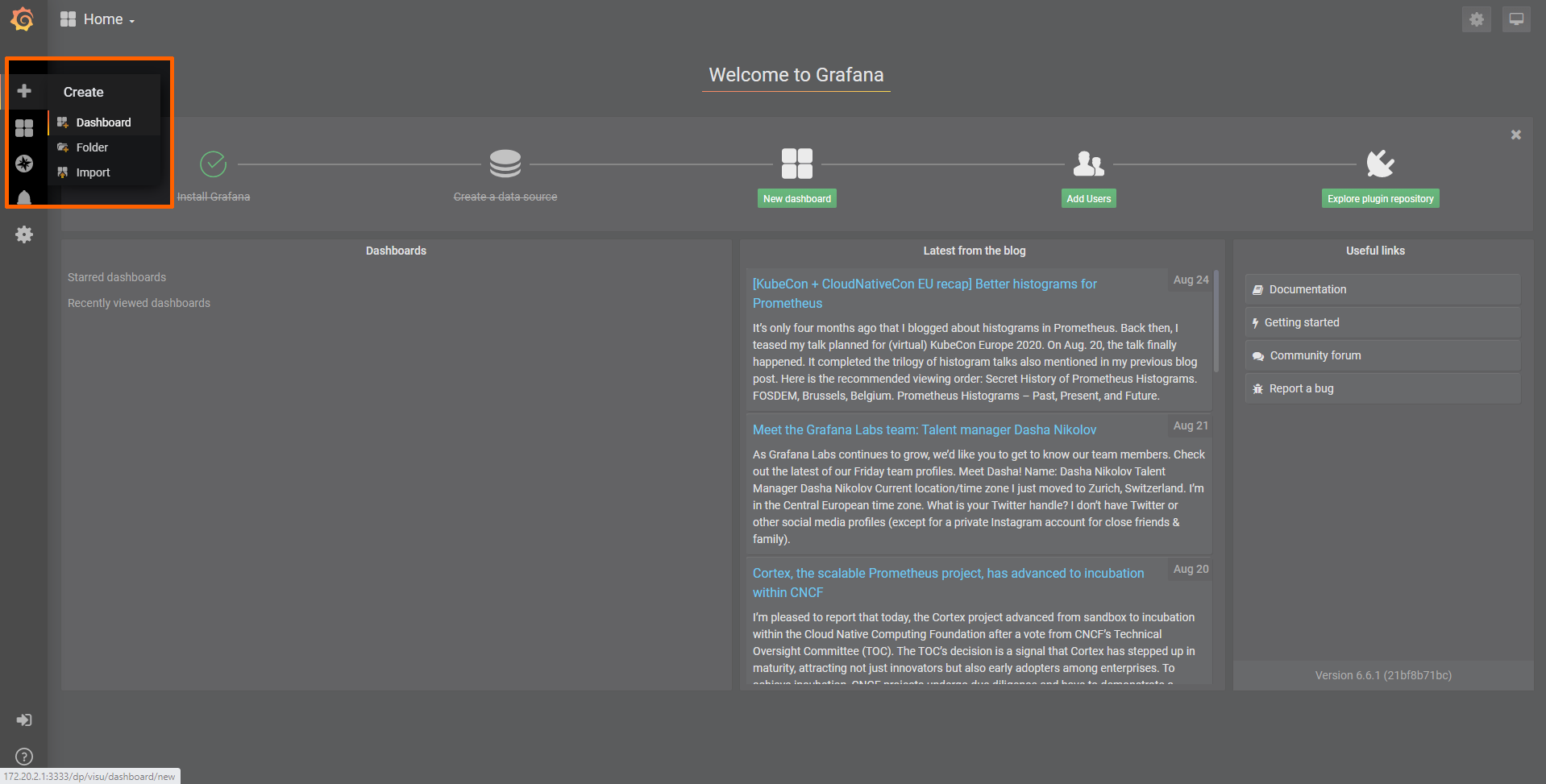 Create dashboard