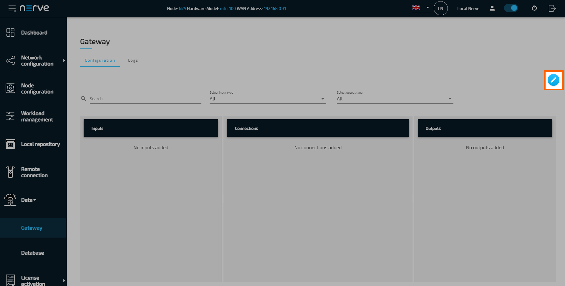 Edit configuration