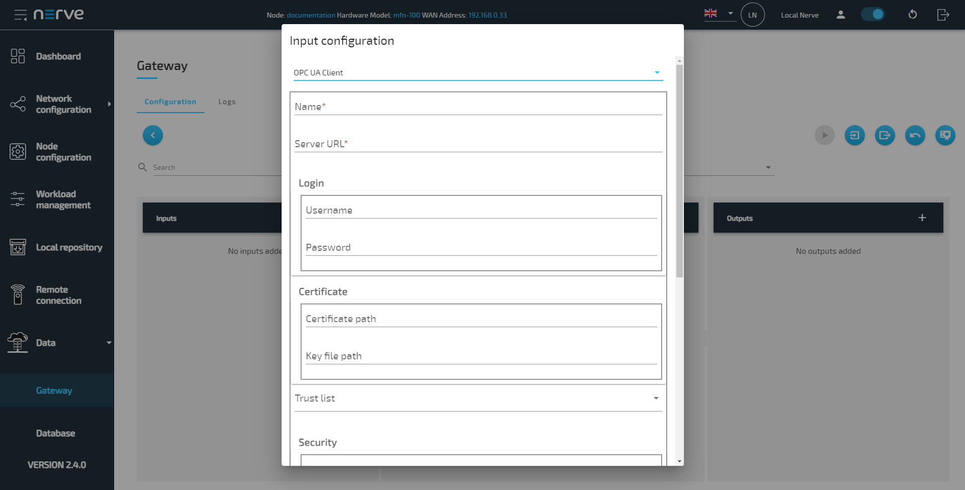 Select input format