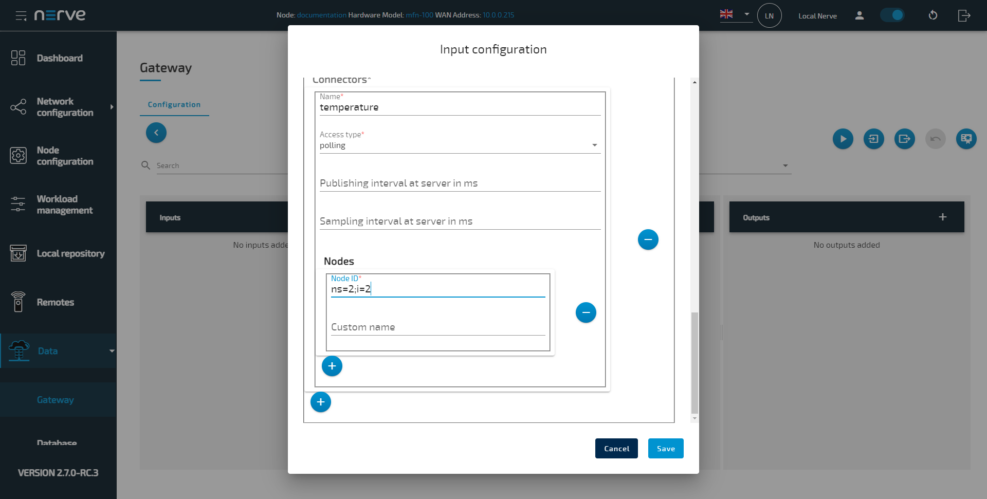 Confirm input settings