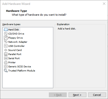 Select Hard Disk