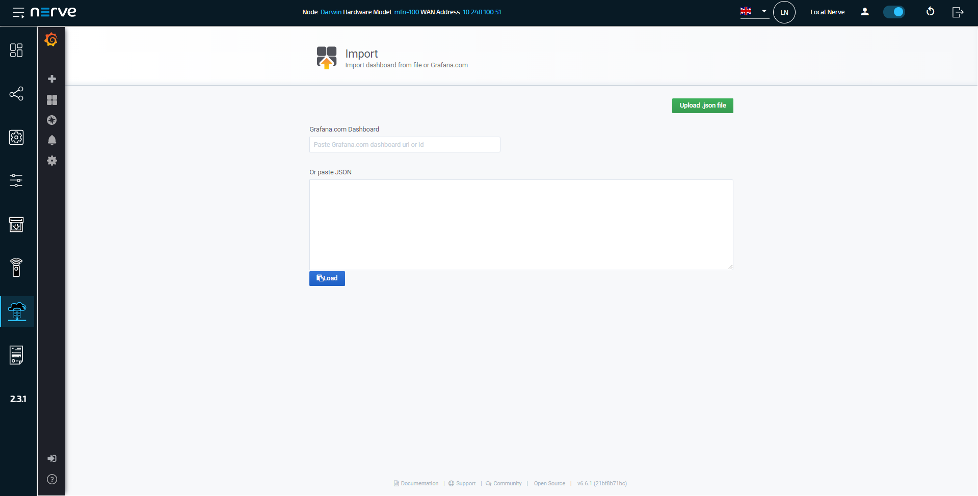 Import dashboard