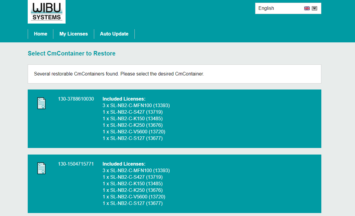 Select license serial number