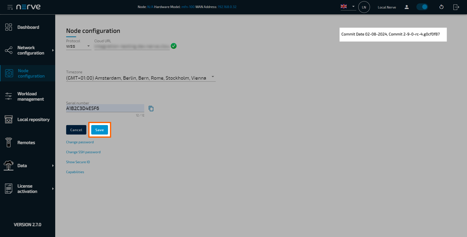 Node configuration