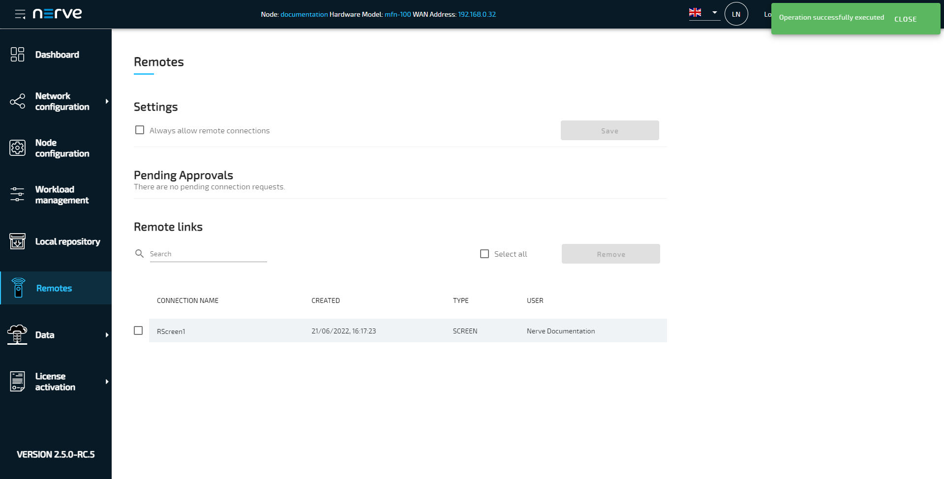 Open Remote Connection