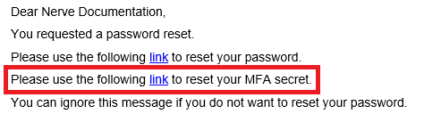 Reset MFA secret