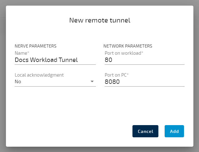 Add Tunnel to Workload