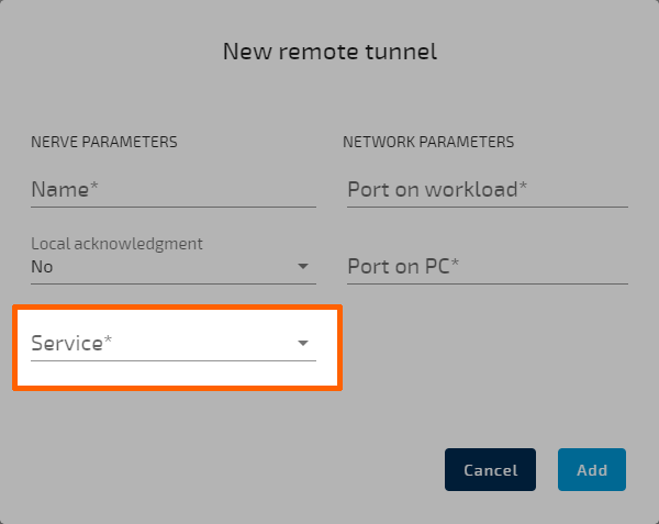 Service parameter for screens