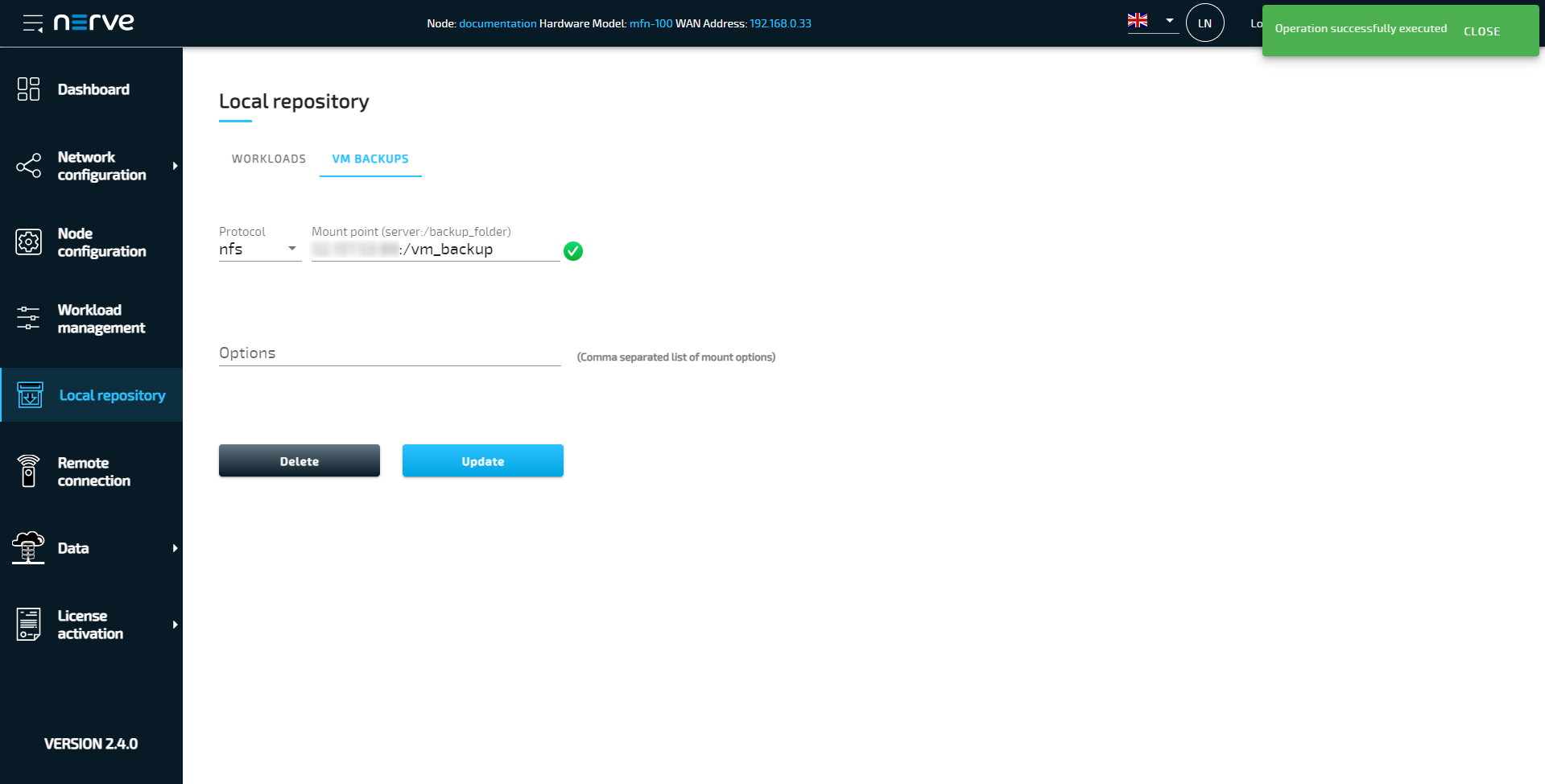 VM backup repository