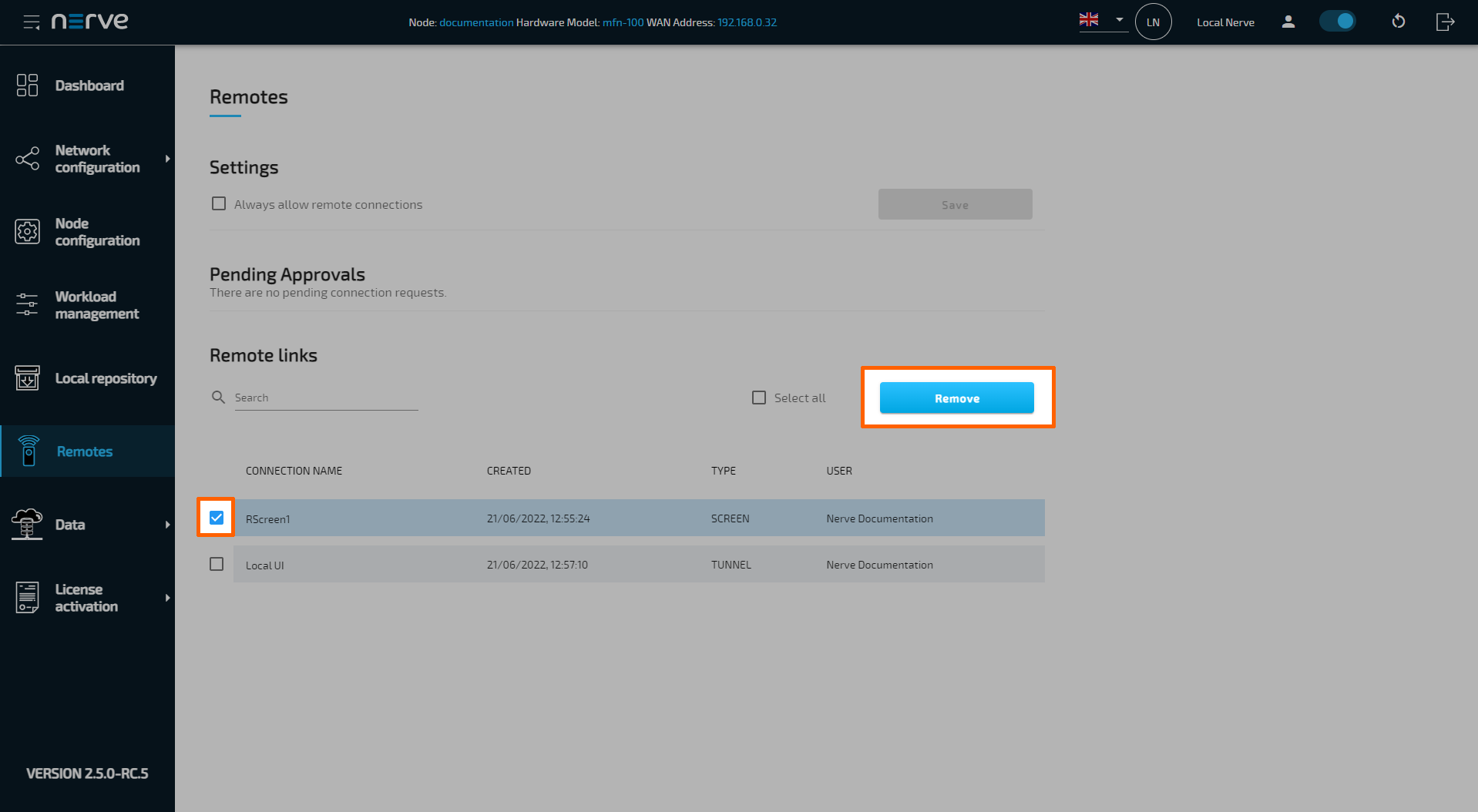 Remote connections - Nerve 2.9.2 Documentation