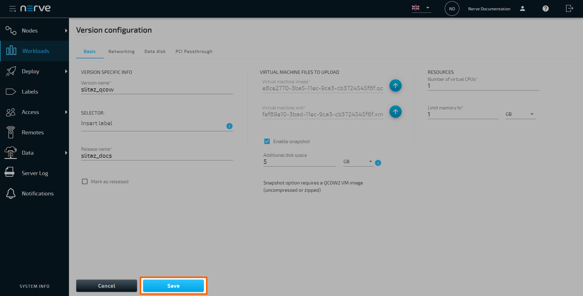 Workload control - Nerve 2.9.2 Documentation
