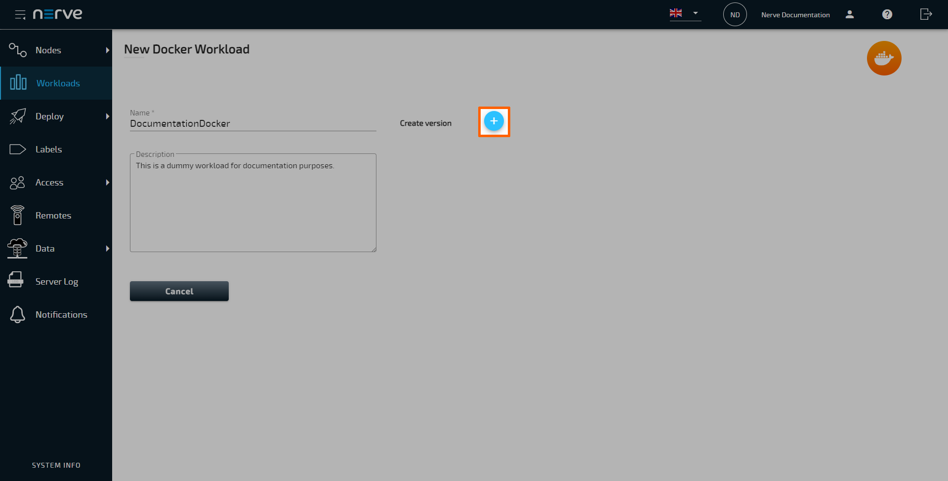 Provisioning a Docker workload - Nerve 3.0.0 Documentation