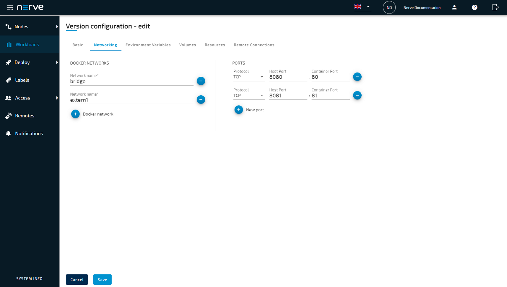 Provisioning a Docker workload - Nerve 3.0.0 Documentation