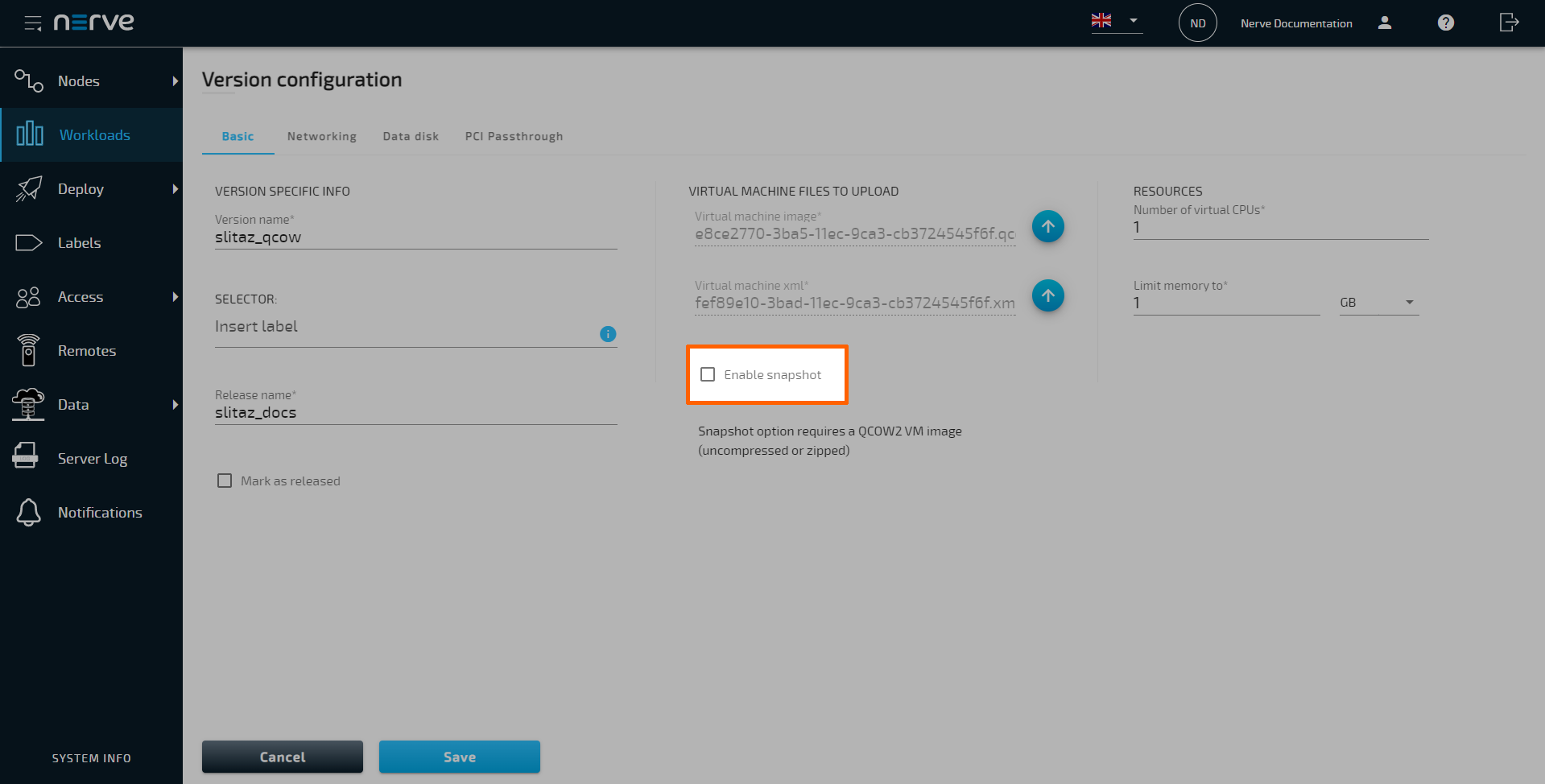 Workload control - Nerve 3.0.0 Documentation