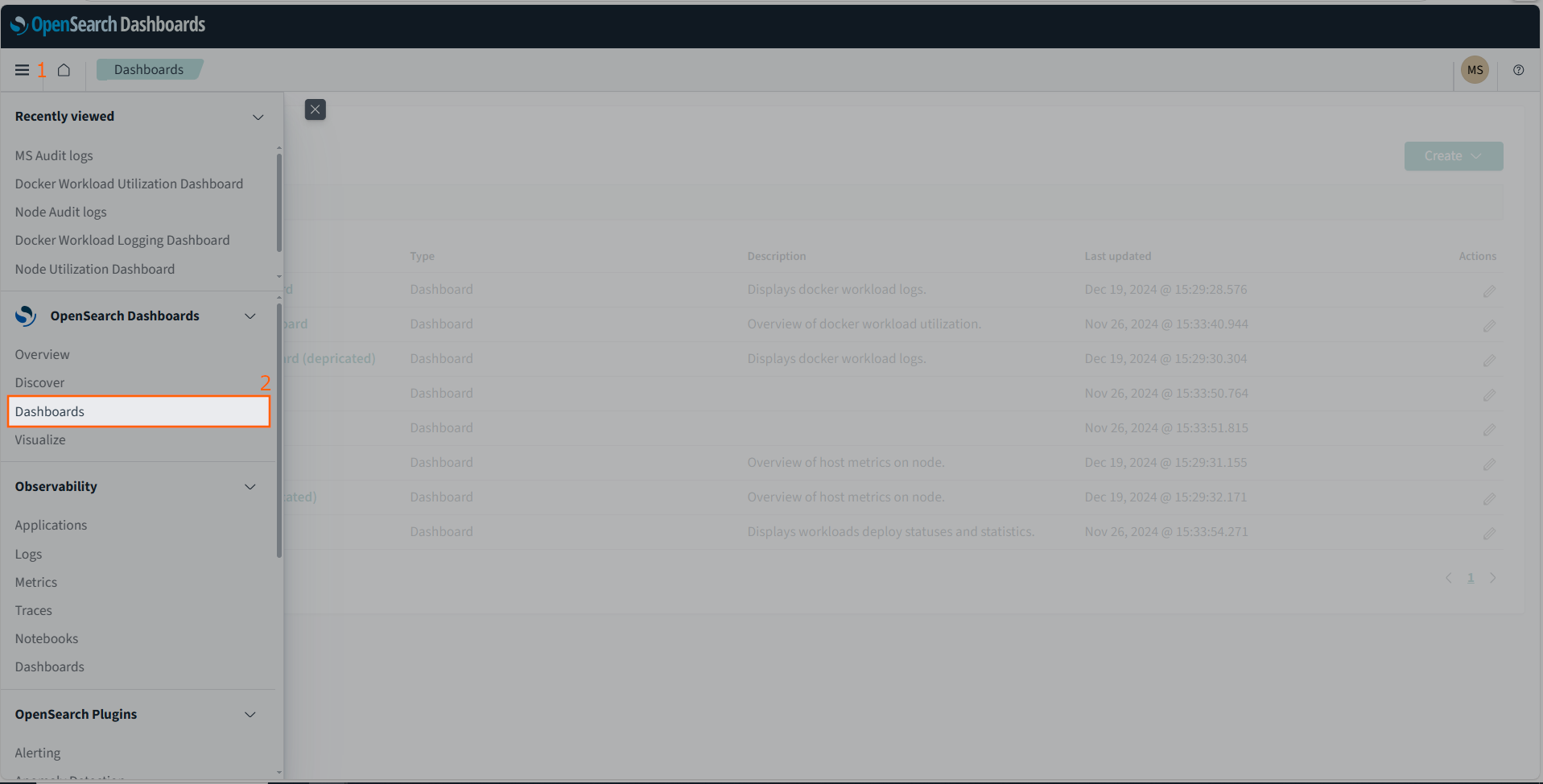 OpenSearch open Dashboard