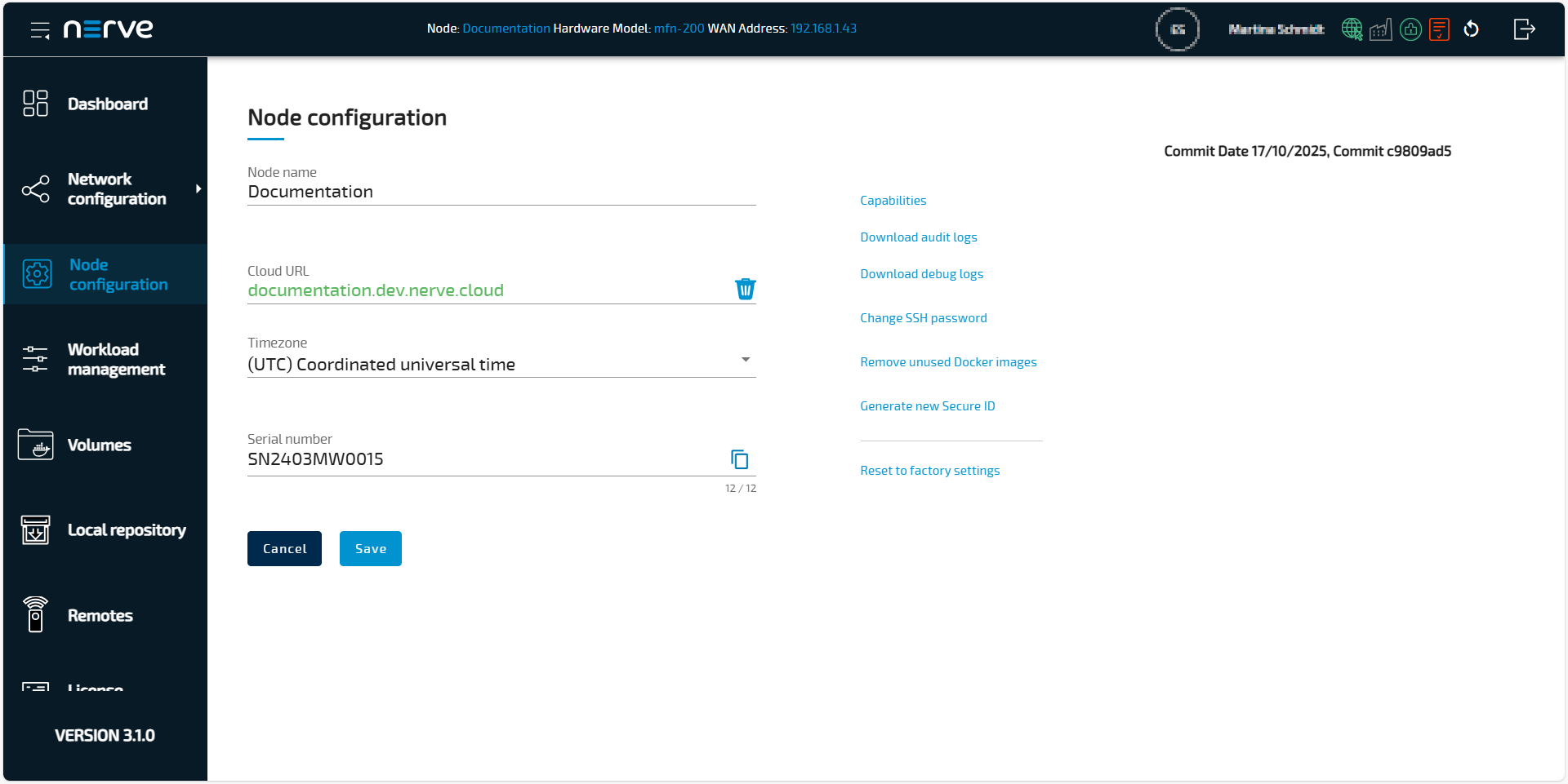 Node configuration