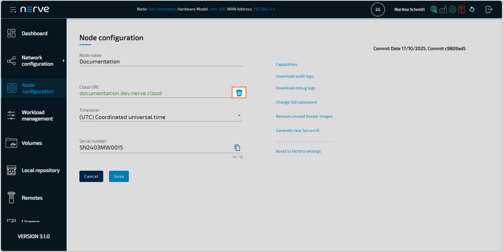 Offboarding a node