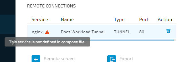 Docker Compose service warning
