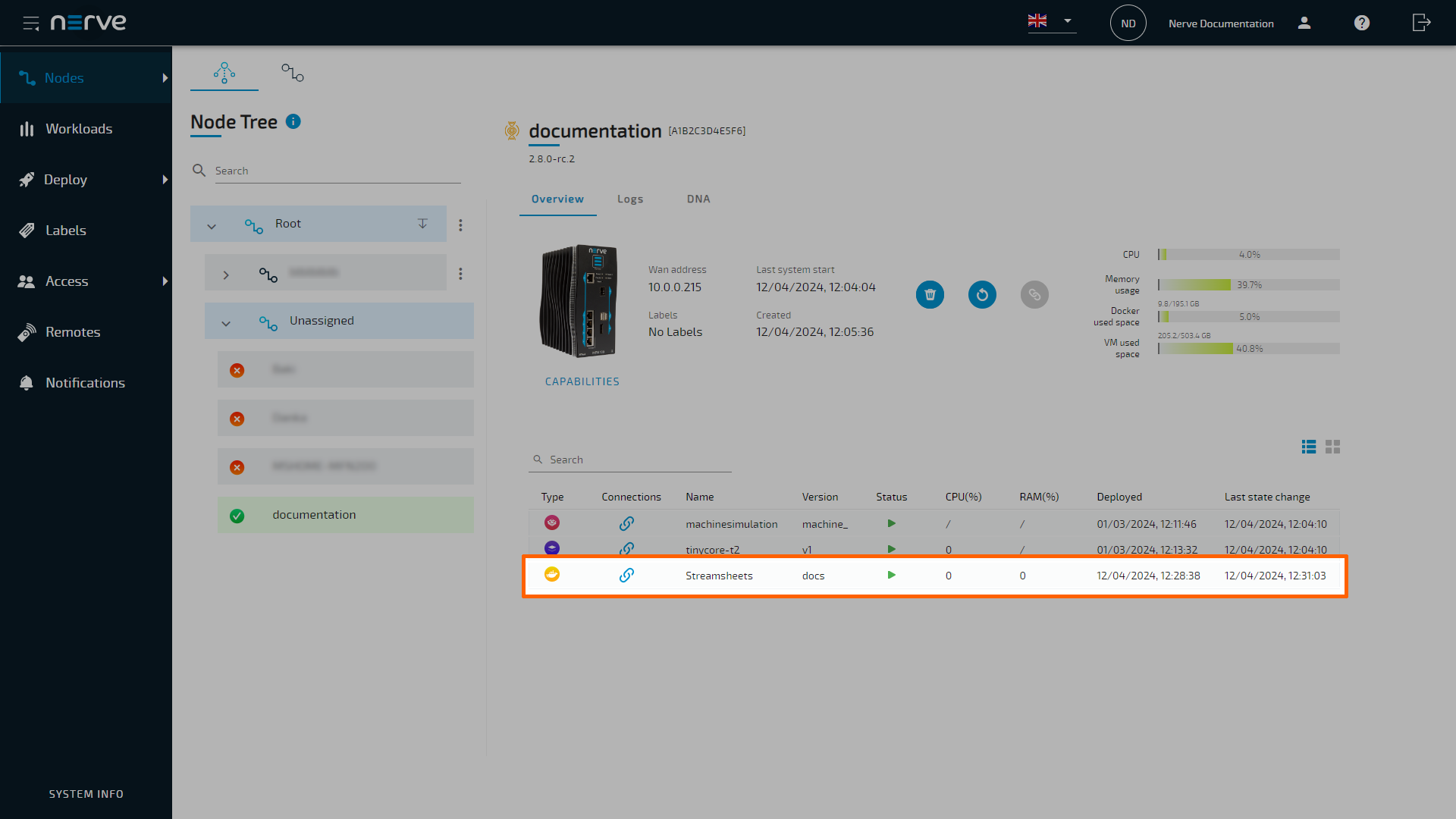 Select Docker Compose workload