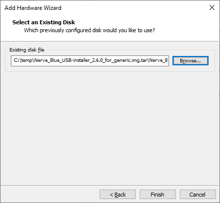 Path to existing disk configured