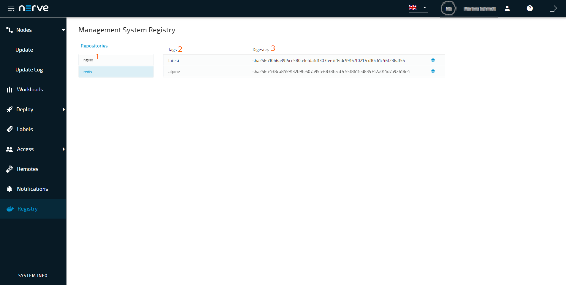 Registry menu