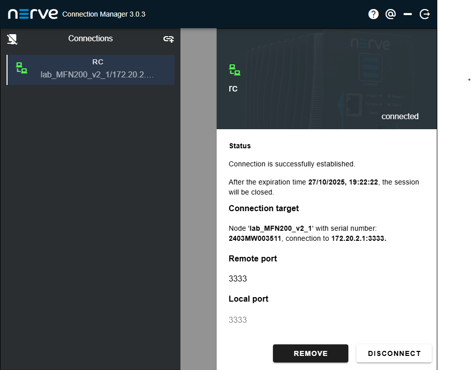 Nerve Connection Manager Connected